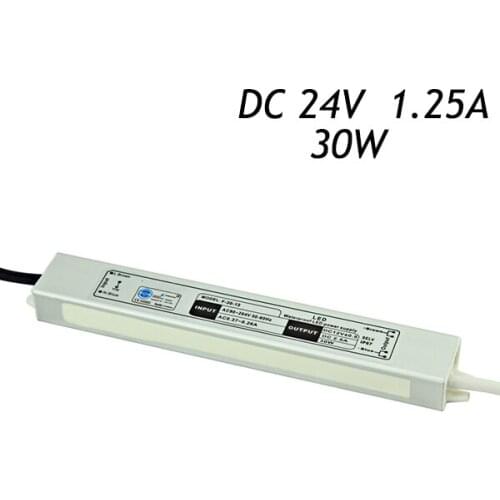 10pcs/lot 24V 1.25A 30W IP67 Waterproof LED Power Supply Driver for LED Strip AC 110~220V To DC 24V Transformers