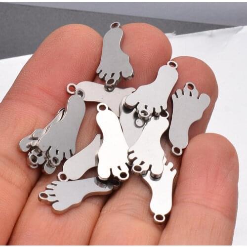 10pcs Stainless Steel 2 Holes DIY Bracelet Foot Connector Charms DIY Handmade Accessory Finding ,Hypoallergenic