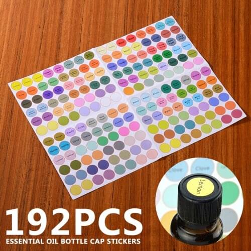 192pcs 13mm Waterproof Round Essential Oil Bottle Cap Stickers Labels Self-adhesive Round Blank Labels for Essential Oil Bottle