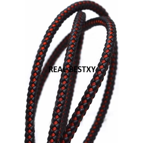 2 meters/lot Around 6*5.5mm leather cords with stainless steel wire straps for bracelets making jewelry making diy findings