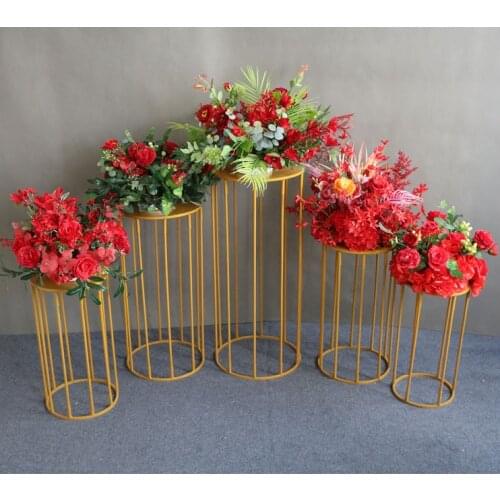 5pcs Iron Cylinder Pillar Stand Backdrops Props Flowers Display Rack Column Dessert Table Birthday Party Supplies Cake Holder