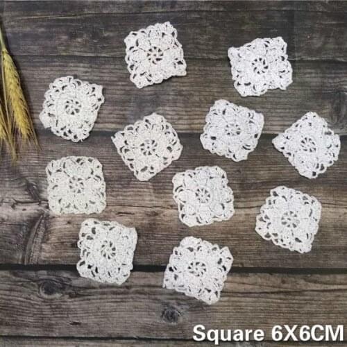 5PCS Glitter Silver Thread White Cotton Crochet Flowers Lace Applique On Clothes Guipure Dress Fabric Patch DIY Sewing Trimmings