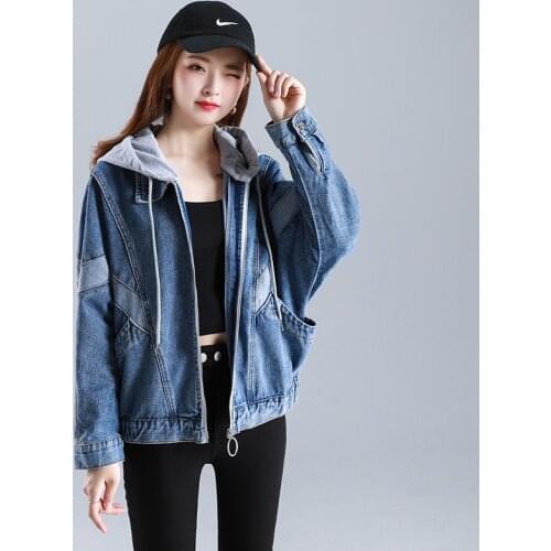 Denim Jacket Women Boyfriends Pattern Casual Loose hat Coats Female Jackets Streetwear 6xl