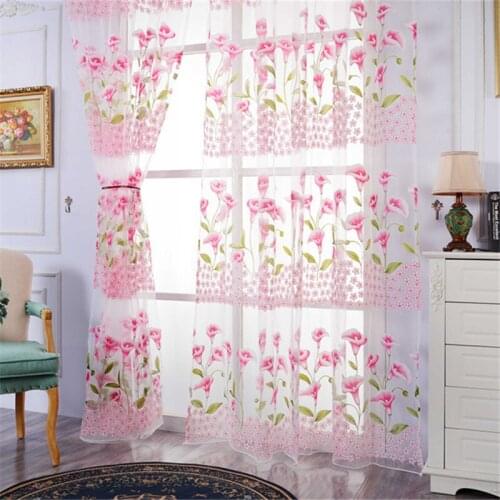 Beautiful Sheer Curtains for Living Room Bedroom Kitchen Pink Tulle Curtain Panels Window Screen Voile for Girls
