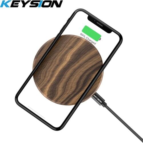 KEYSION Wooden 10W Qi Fast Wireless Charger for iPhone XS Max XR X 8 Plus Wireless Charging Pad for Samsung S10 S9 7 Xiaomi mi 9