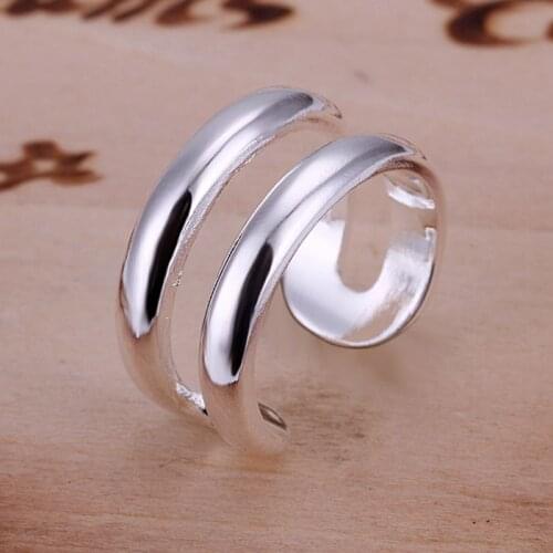 925 jewelry silver plated Ring Fine Fashion Two Line Ring Women&Men Gift Silver Jewelry Finger Rings SMTR038