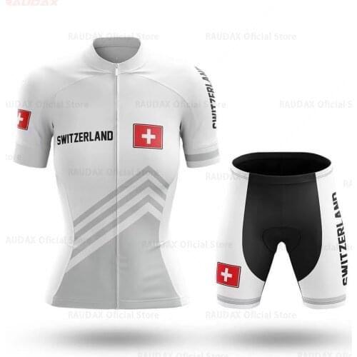 Switzerland Bike Jersey Set Summer Women Cycling Jersey Shorts Mountian Road Bicycle Clothing Suit Cycling Shirts Ropa Ciclismo