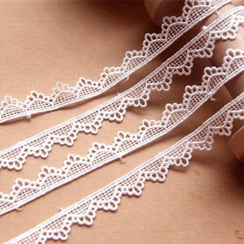 5 Yds Polyester Embroidery Lace Novelty Japan Style Guipure Lace White Scalloped Lace Sewing Garment Accessories 1cm