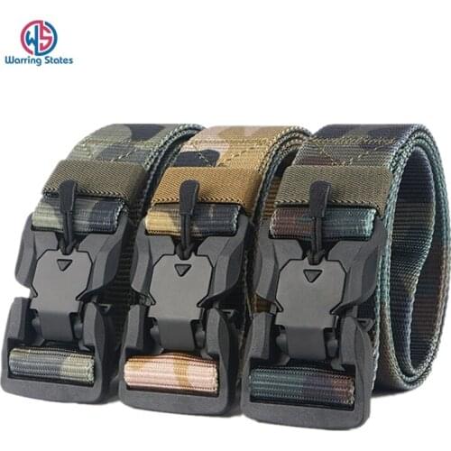 New Camouflage Military Equipment SWAT Nylon Tactical Belt Magnetic Buckle Knock Off Army Military Waist Belt Men Width 3.8cm