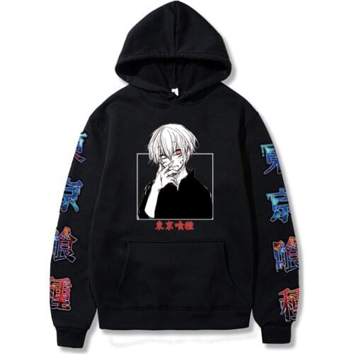 Tokyo Ghoul Mens Hooded Pullover Harajuku Graphic Womens Sweatshirt Fashion Print Fall Top Casual Women