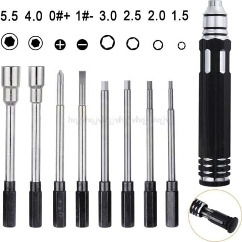 Steel 8 in 1 Screwdriver Set RC Repair Tool Kit Hexagon Socket for RC Car Drone Plane Hex Philip Spanner Socket Hexagonal N09 19