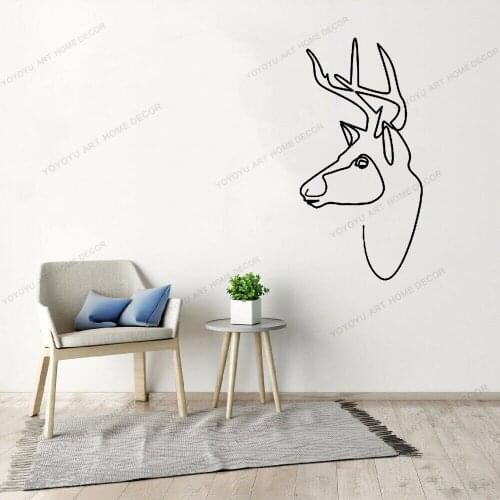 Animal Deer Line Draw Art Wall Sticker For Home Decor Kids Room Fashion Wall Decals Removable Murals Wallpoof CX1609