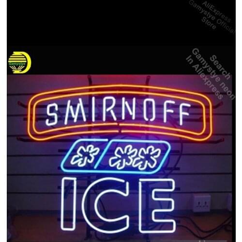 NEON SIGN For Smirnoff ICE REAL GLASS Tube Store Handcraft Art Beer Bar Shop Room Light Signs Advertisement Sign Lighting Neon