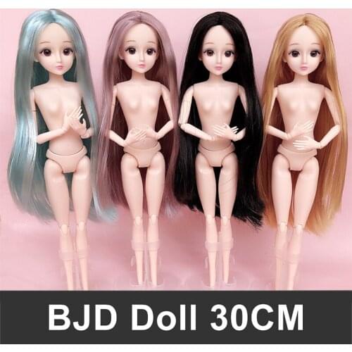 New 30cm Fashion Doll BJD 1/6 Dolls Body Make-up 3D Eyes Long Wig Hair Beautiful Princess Baby Dress Up DIY Toy for Girls Gifts