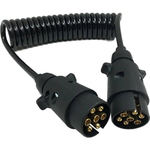 2019 NEW 7 Pin Plastic Trailer Plug X2 w/curly extension Cable for 1.5M Male to Male 12V Trailer Lighting Board Caravan