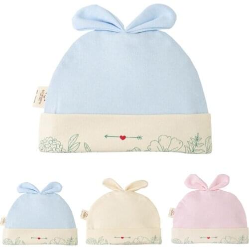 Solid Cotton Newborn Baby Tire Caps With Ear Girls Boys Sun Hats With Bow 2021 Spring Summer Baby Girls Clothing Accessories