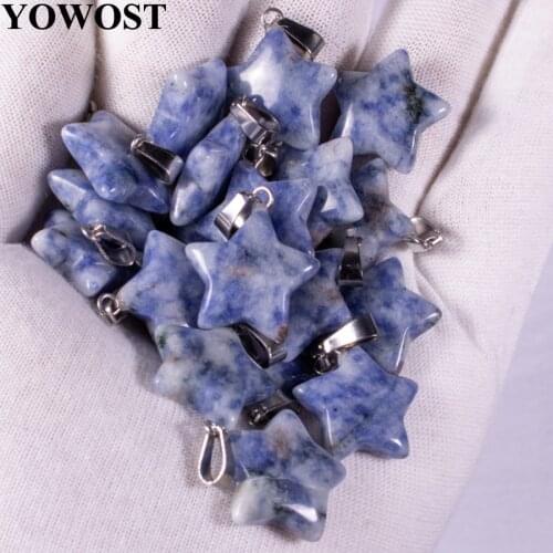 Wholesale 10Pcs/Lot Fashion Assorted Natural Stone Sodalite Dangle Star Beads Charms Pendants For Jewelry Making QV0012