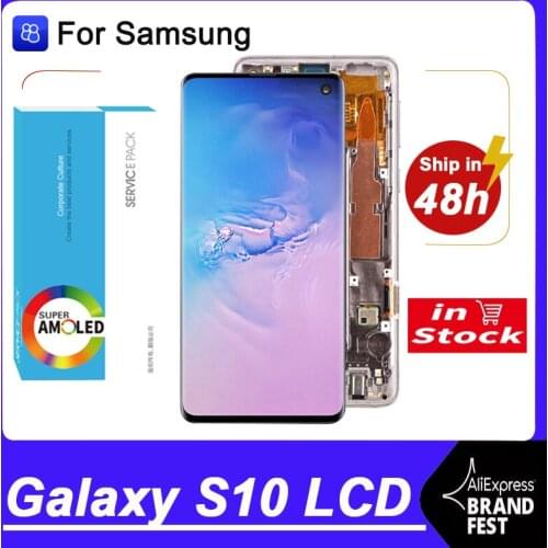Original 6.1'' Super AMOLED Display with Frame For Samsung Galaxy S10 G973F/DS Full LCD Touch Screen Digitizer with Service Pack