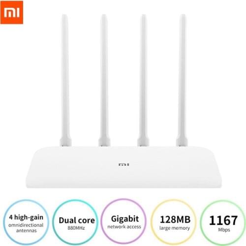 Original Xiaomi Router 4A Gigabit Edition 2.4GHz +5GHz WiFi 16MB ROM + 128MB DDR3 High Gain 4 Antenna Mihome APP Control Router