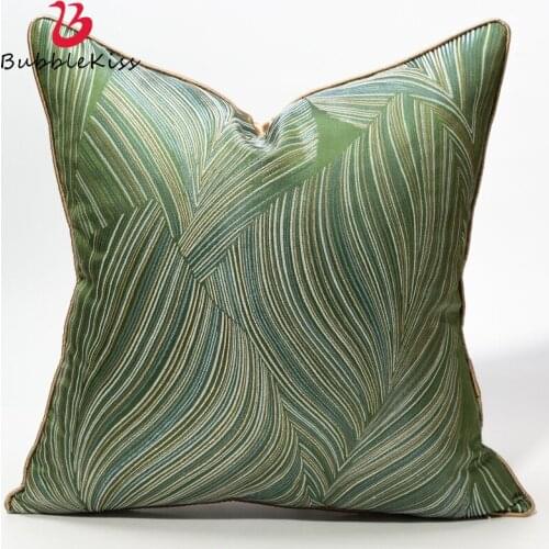 Bubble Kiss Luxury Green Stripe Design Cushion Cover Home Sofa Decorative Pillow Cases Silky Throw Pillowcases for Living Room