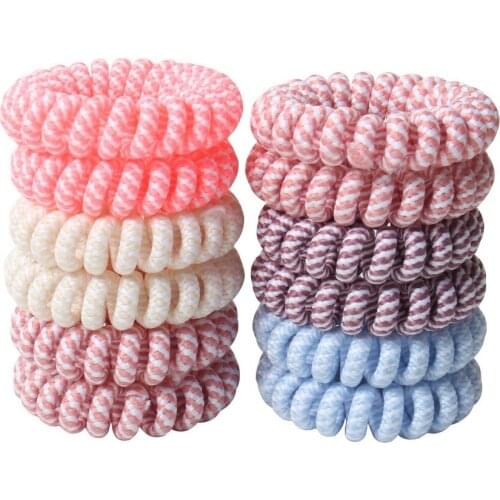 Women Telephone Ring Hair Bands Girls Rubber Band Ladys Telephone Cord Hair Ties Hair Accessories Candy Color Black and White