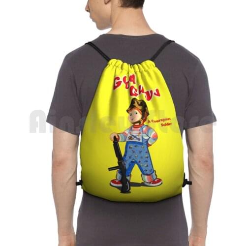 Good Guys-Soldier Backpack Drawstring Bag Riding Climbing Gym Bag Good Guys Good Guy Doll Childs Play Chucky Friend Good Guy