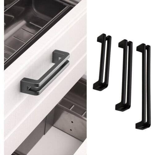 Modern Black Cabinet Handle Furniture Hardware Zinc Alloy Kitchen Door Knobs Cupboard Wardrobe Drawer Pulls ручки мебельные