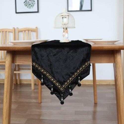 Modern Classic Table Runners Black Polyester Europe Style Bed Flag High Quality Room Decor camino de mesa moderno T277