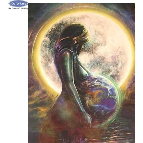 DIY 5D full square Diamond Embroidery Pregnant woman earth Picture mosaic Painting Sewing Craft Knitting Needles Wall Stickers