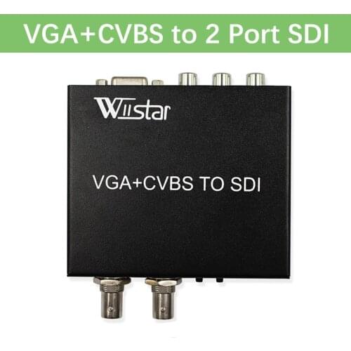 Wiistar CVBS AV VGA to SDI Converter Adapter Support SD/HD-SDI/3G-SDI VGA to 2 Port SDI for TV Monitor Free Shipping
