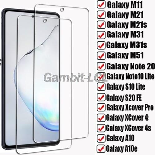 2PCS For Samsung Galaxy M21 M21s M31 M31s M51 Note10 S10 Lite 20 S20FE Xcover Pro 4s 4 A10 Tempered Glass Protective Screen Film