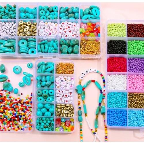 Jewelry Making Kit Glass Seed Beads Box Lobster Clasps Earring Hook Elastic String Set For DIY Bracelet Necklace Jewelry Making