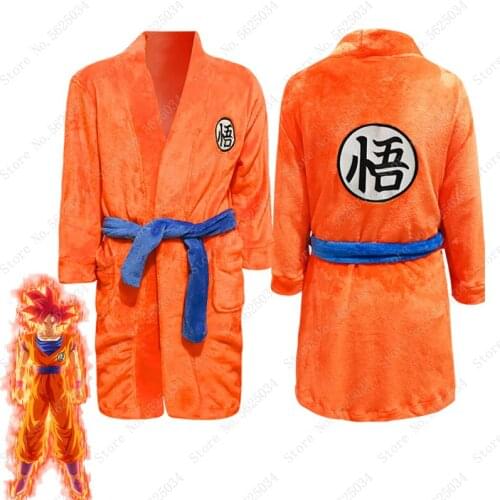 Women Men Kids Pajamas Cartoon Anime Bathrobe Cosplay Son Goku Costume Adult Children Bath Robe Sleepwear Plush Robe