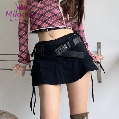 Harajuku Skirt Women Gothic Skirt With Skull Belt Punk Sexy Mini Skirts Chic Streetwear