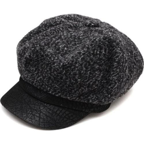Kagenmo Female Winter Octagonal Hat Thick Fur Keep Warm Outdoor Stroll Visor Women All-Match Easy Visor Good Woolen