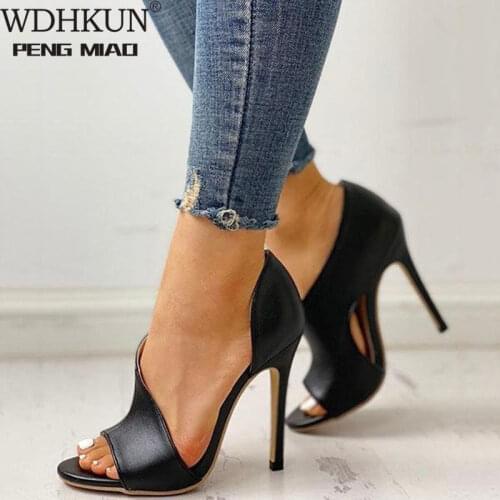 WDHKUN Women Pumps shoes open toed heels women high heels black Sexy pumps peep toe heels ladies shoes talon femme sexy HVT735