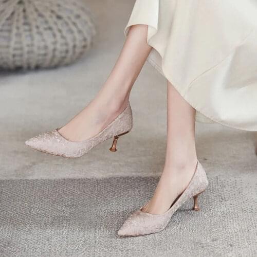 High heels womens spring and summer new stiletto high heels fashion temperament elegant shallow mouth pointed single shoes