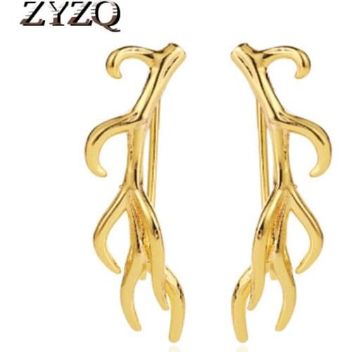 ZYZQ Fashion Geometric Plant Ear Clip For Women Euro Simple Style Twig Design Elegant Dating Accessories Wholesale Lots&Bulk