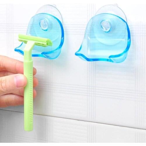 1PC Plastic Shaver Hanging Rack Clear Storage Shelf Bathroom Product Razor Holder Suction Cup Shelf Organizer