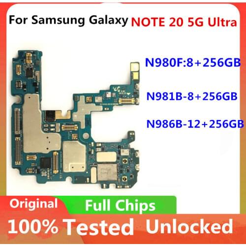 For Samsung Galaxy NOTE 20 5G Ultra N980F N981B 8+256G N986B 12+256GB Motherboard EU Version Origina Unlocked Main Logicboard
