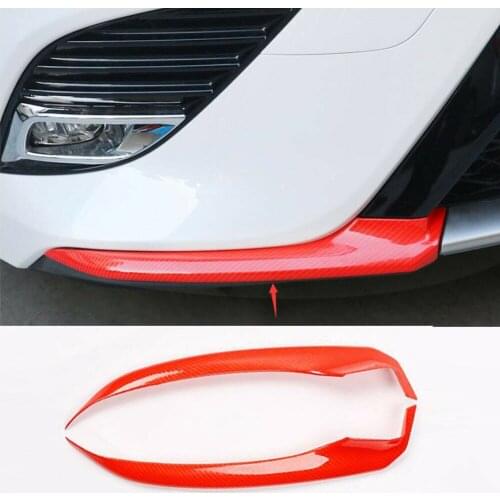For Toyota Camry 2018-2019 Red Carbon Fiber Front Bumper Front Lip Corner Cover Trim 2pcs