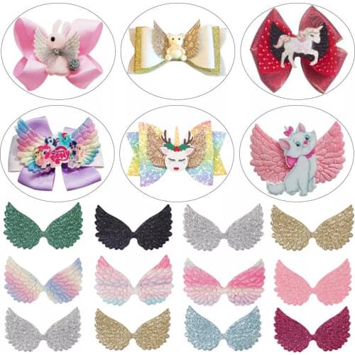 20 Pcs Sequin Glitter Wing Patches for clothes Iron-on transfers for clothing Sewing Appliques DIY Hair Clips Headwear Accessory