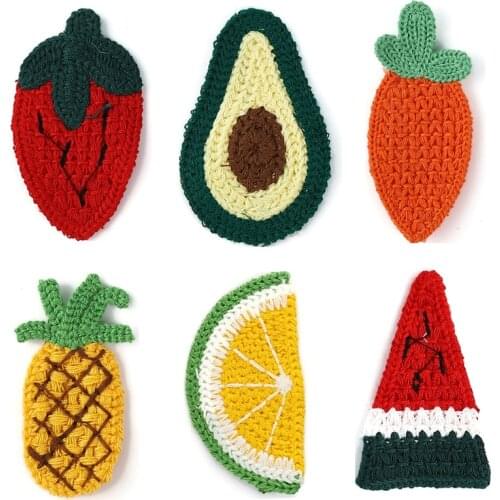 24Pcs Cute fruit Woolen yarn patches For Clothing DIY Baby Headwear Accessories Stick-on clothes Appliques Hairpin Decor Crafts