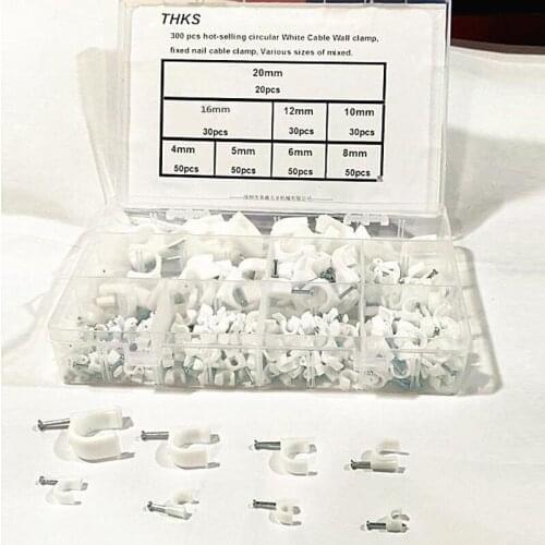 300 Pcs Plastic Wall Mount 6mm Dia Electric Cable Circle Nail Clips Fasteners Electric coil storage Household receive