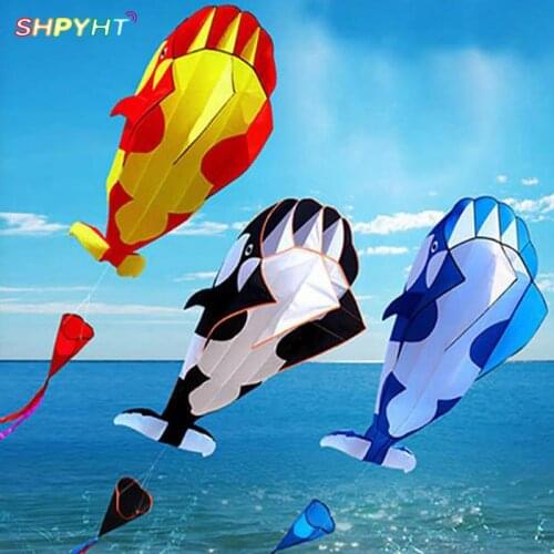 3D Blue/Black/Red Kite Outdoor Sport Dolphins Flying Kites Toys Huge Dolphin Kite Soft Easy To Fly Sport Kite Outdoor Toys 1PC