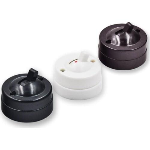 4pcs Retro Wall Lamp Toggle Switch Circular Mounted Flat Single Control Bedside Light Switch