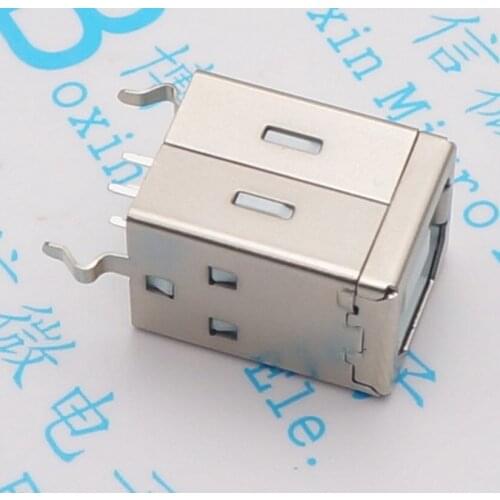 50pcs/Type B USB female socket B female 180 degrees straight plug-in vertical D-type printer interface square mouth square