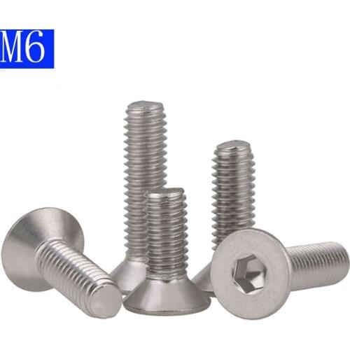 6mm M6 x 1.0 304 Stainless Steel FLAT HEAD Socket Screws Bolt Countersunk DIN 7991 Hex Socket screw A2 - 70
