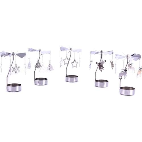 9Styles Rotary Spinning Tealight Candle Romantic Metal Tea Light Holder Carousel Home Decor Christmas Gift