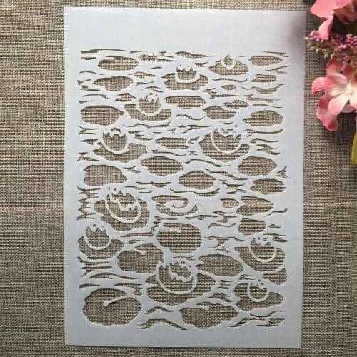 A4 29cm Lotus Pond Texture DIY Layering Stencils Wall Painting Scrapbook Coloring Embossing Album Decorative Template